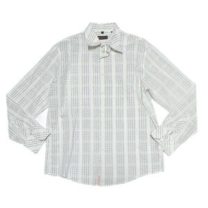 Ben Sherman Texture Geometric Pattern White Cotton Long Sleeve Button Down Shirt